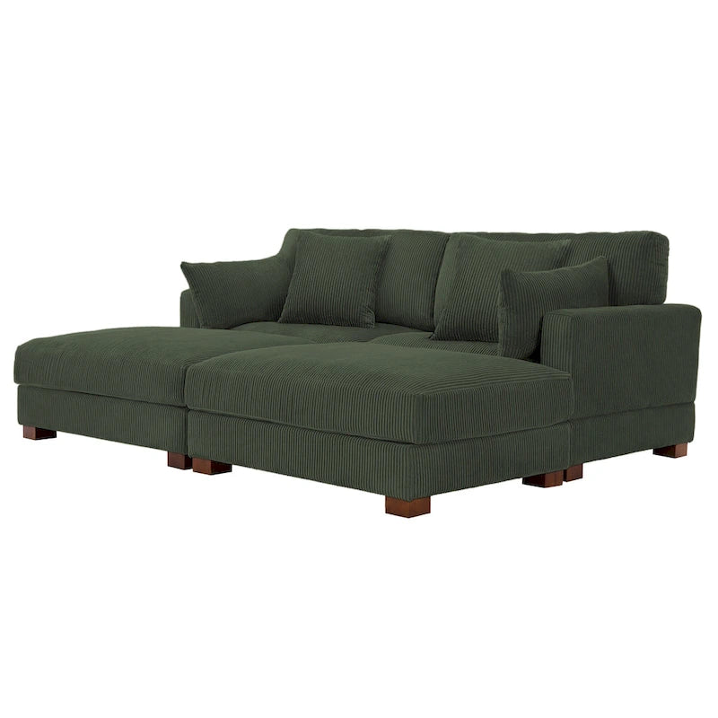 Modernes Cord-Sofa mit Armlehnenkissen