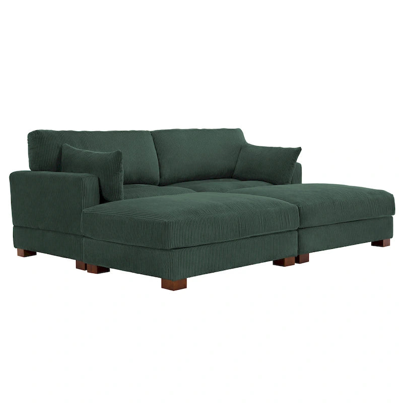 Modernes Cord-Sofa mit Armlehnenkissen