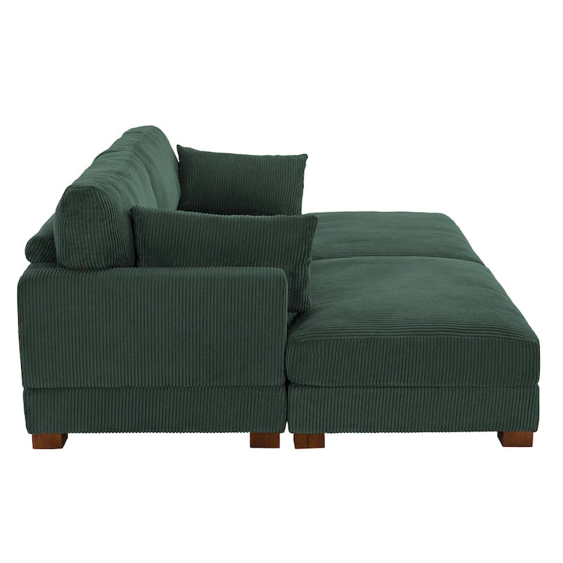 Modernes Cord-Sofa mit Armlehnenkissen