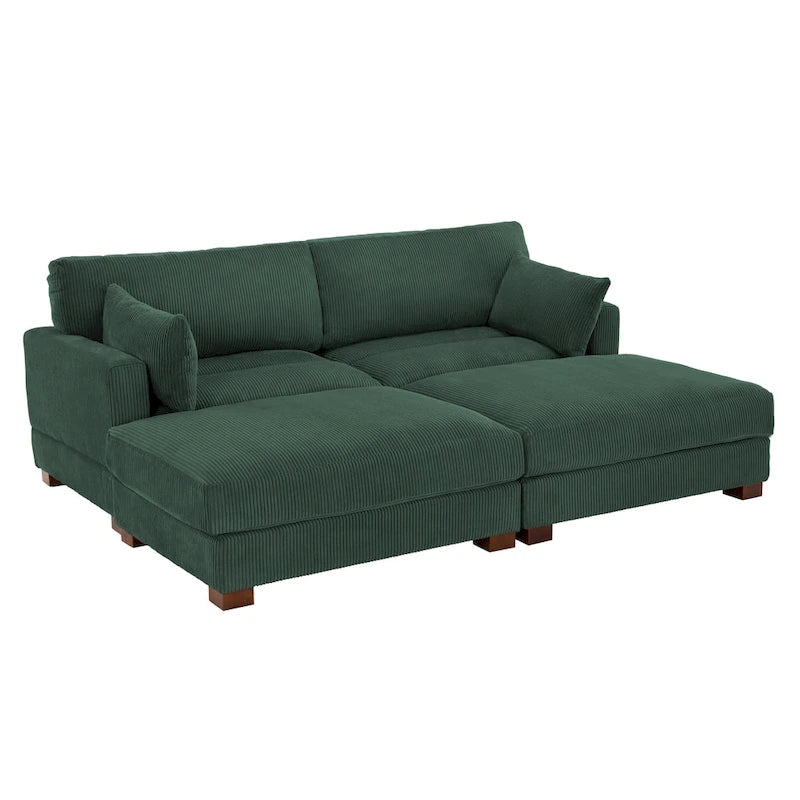 Modernes Cord-Sofa mit Armlehnenkissen