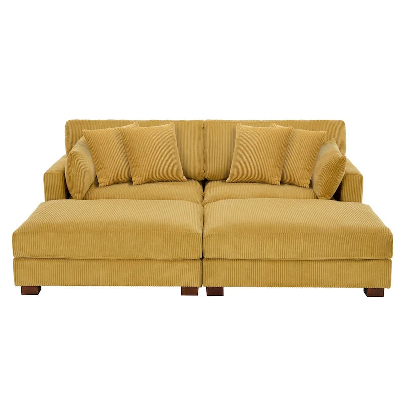 Modernes Cord-Sofa mit Armlehnenkissen