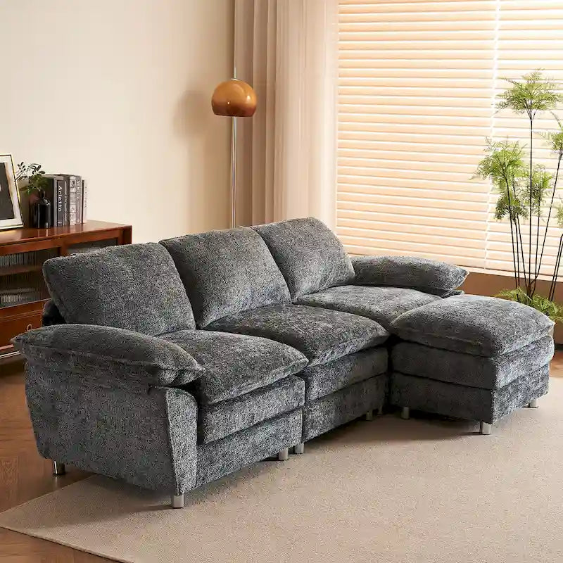 Modernes dunkles Dreisitzer-Sofa, Schlafsofa aus Polyester, bequeme Polstermöbel für Wohnzimmer, Wohnung