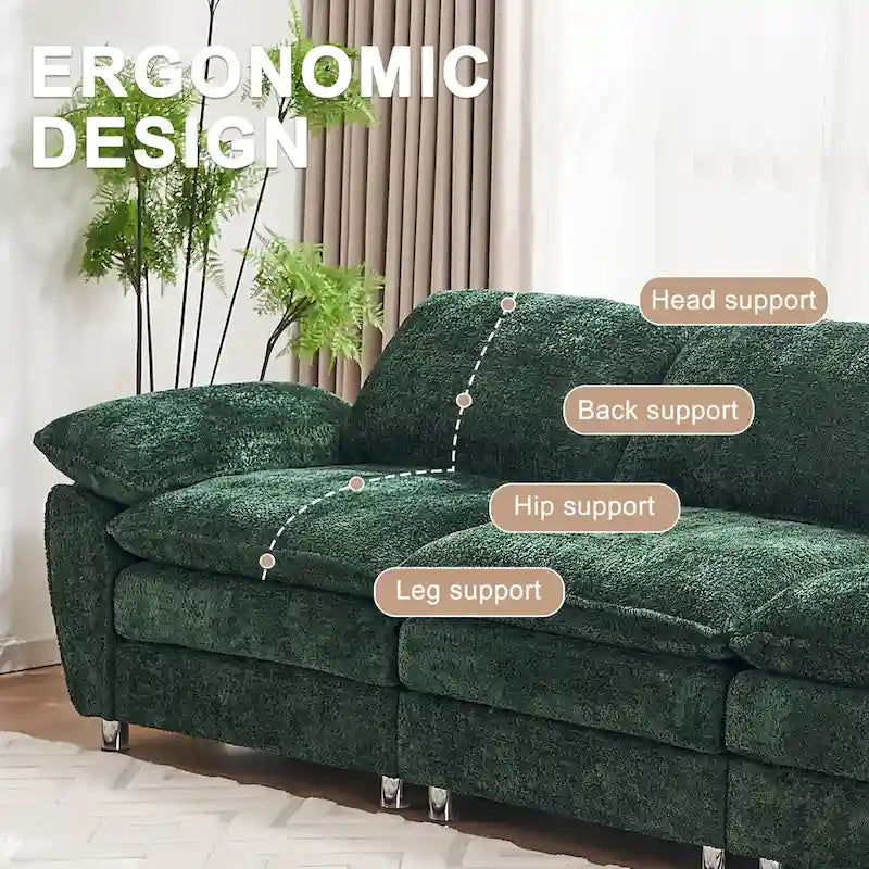 Modernes dunkles Dreisitzer-Sofa, Schlafsofa aus Polyester, bequeme Polstermöbel für Wohnzimmer, Wohnung