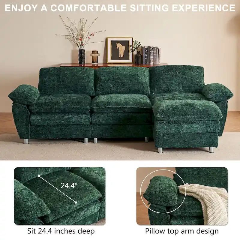 Modernes dunkles Dreisitzer-Sofa, Schlafsofa aus Polyester, bequeme Polstermöbel für Wohnzimmer, Wohnung