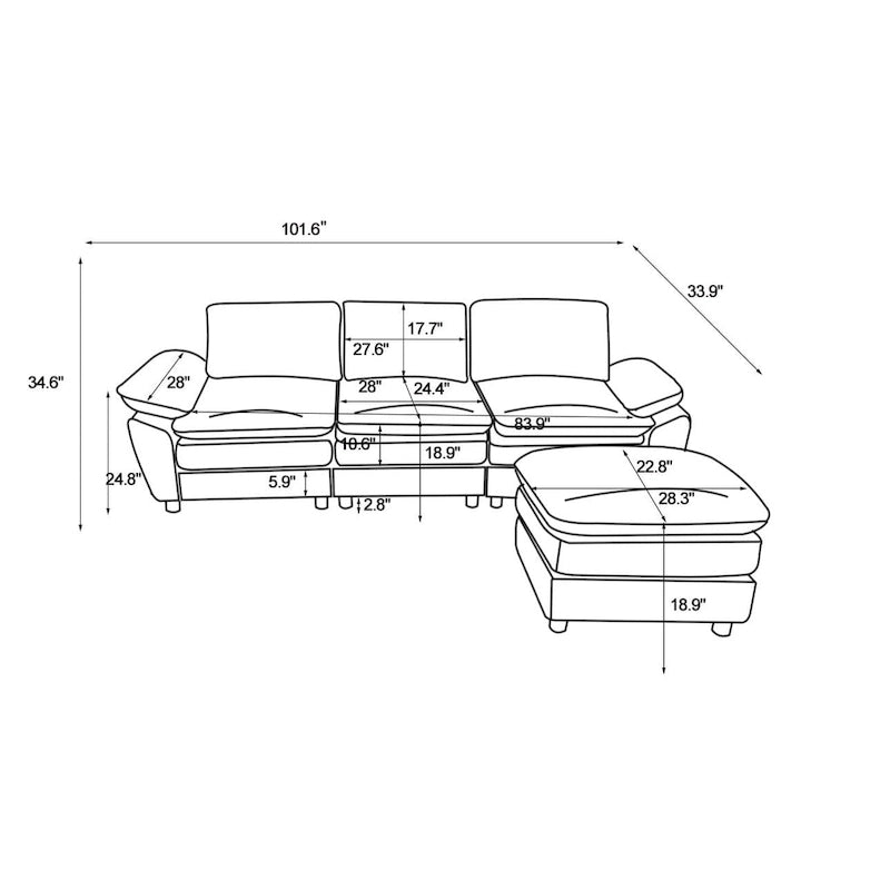 Modernes dunkles Dreisitzer-Sofa, Schlafsofa aus Polyester, bequeme Polstermöbel für Wohnzimmer, Wohnung
