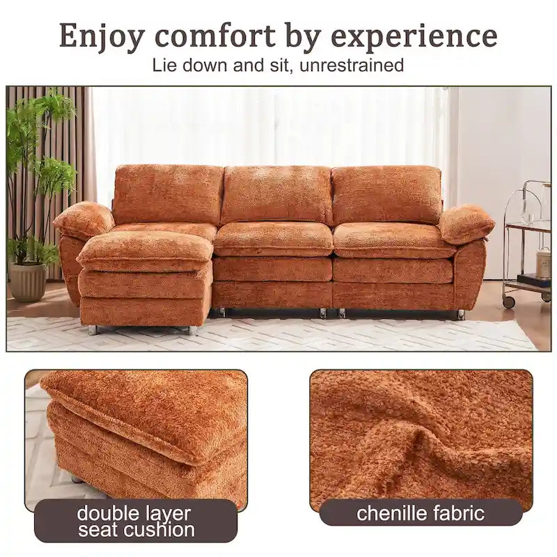 Modernes dunkles Dreisitzer-Sofa, Schlafsofa aus Polyester, bequeme Polstermöbel für Wohnzimmer, Wohnung