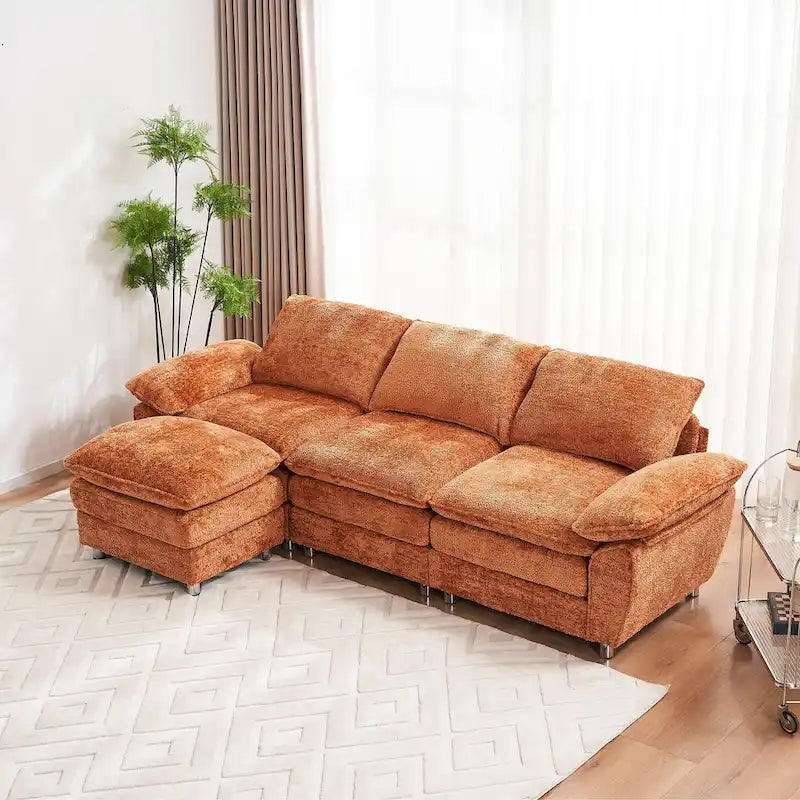 Modernes dunkles Dreisitzer-Sofa, Schlafsofa aus Polyester, bequeme Polstermöbel für Wohnzimmer, Wohnung