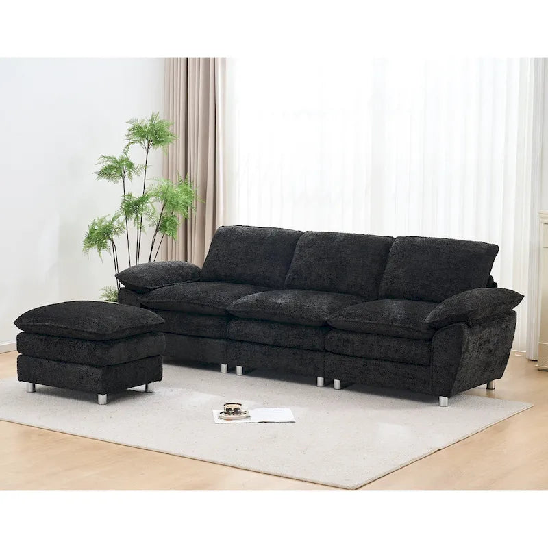 Modernes dunkles Dreisitzer-Sofa, Schlafsofa aus Polyester, bequeme Polstermöbel für Wohnzimmer, Wohnung