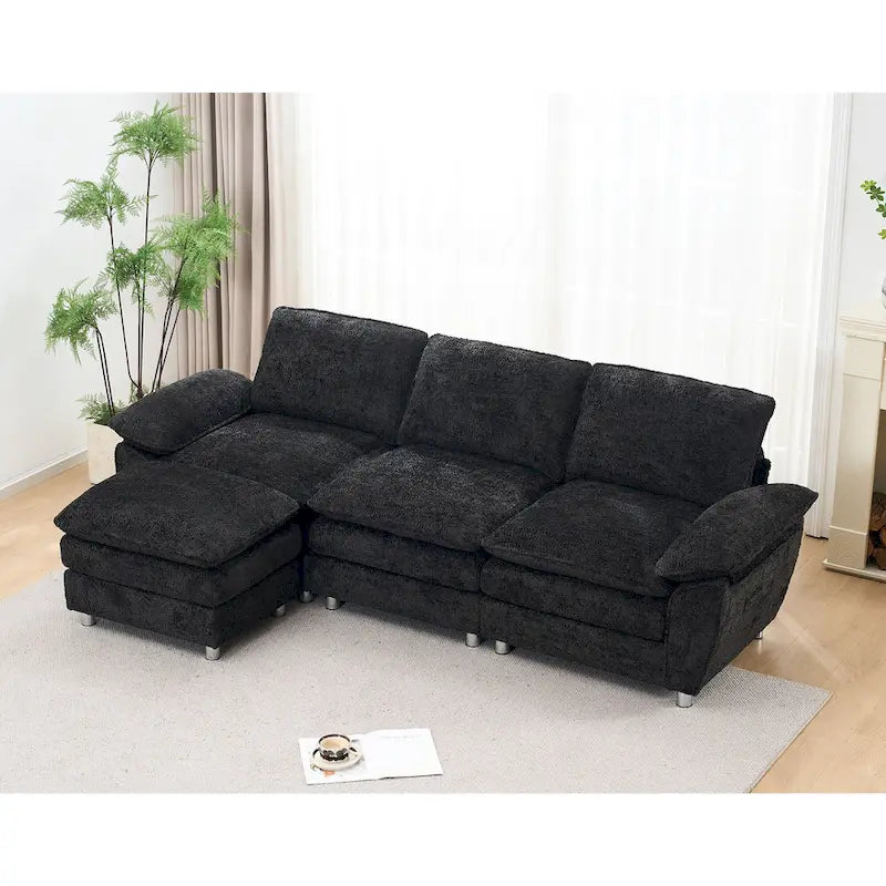 Modernes dunkles Dreisitzer-Sofa, Schlafsofa aus Polyester, bequeme Polstermöbel für Wohnzimmer, Wohnung