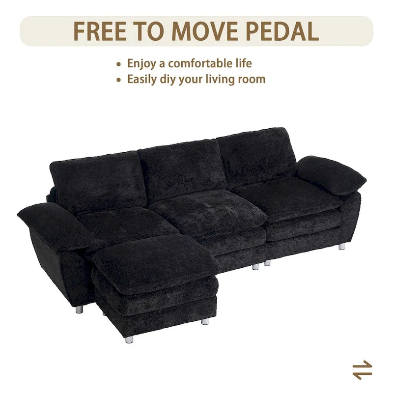 Modernes dunkles Dreisitzer-Sofa, Schlafsofa aus Polyester, bequeme Polstermöbel für Wohnzimmer, Wohnung