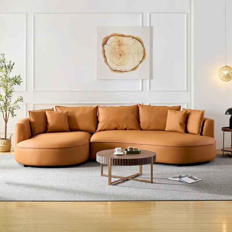L-förmiges Ledersofa mit Chaiselongue, großes Luxussofa für das Wohnzimmer