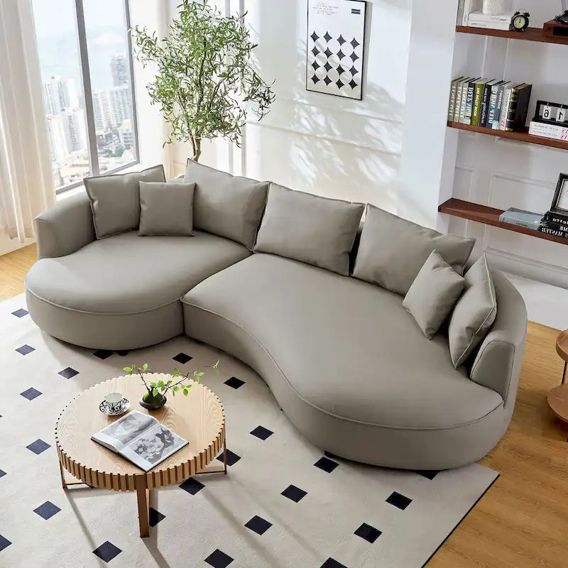 L-förmiges Ledersofa mit Chaiselongue, großes Luxussofa für das Wohnzimmer