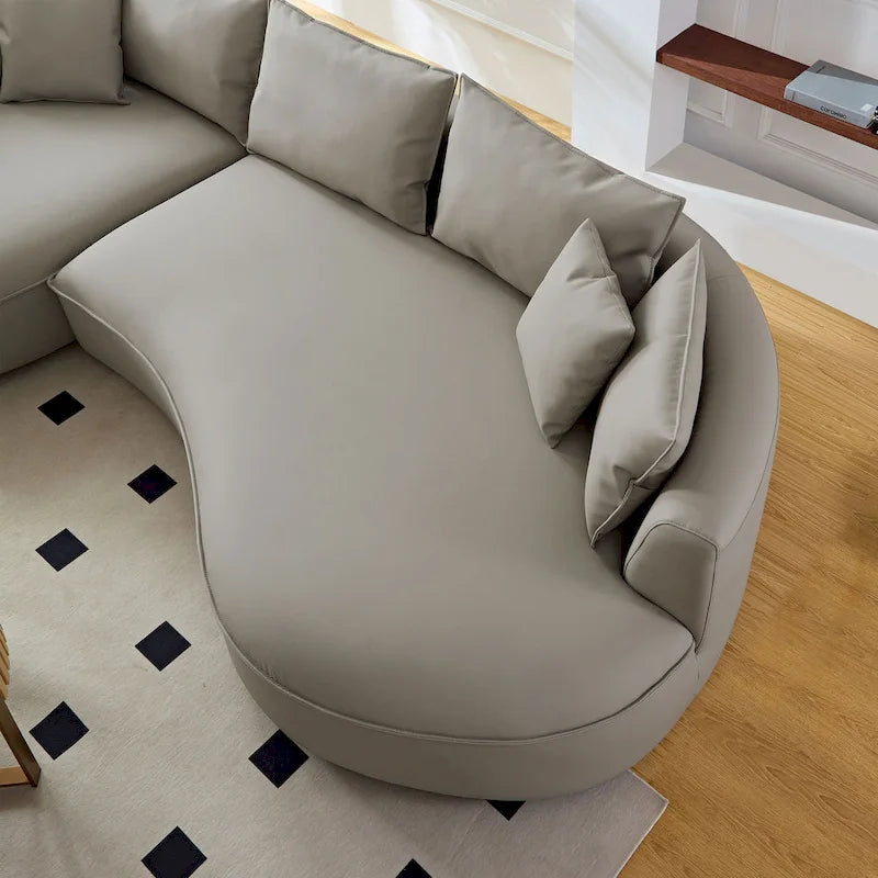L-förmiges Ledersofa mit Chaiselongue, großes Luxussofa für das Wohnzimmer