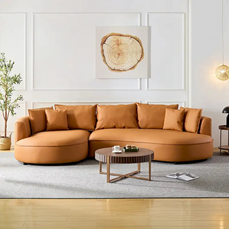 L-förmiges Ledersofa mit Chaiselongue, großes Luxussofa für das Wohnzimmer