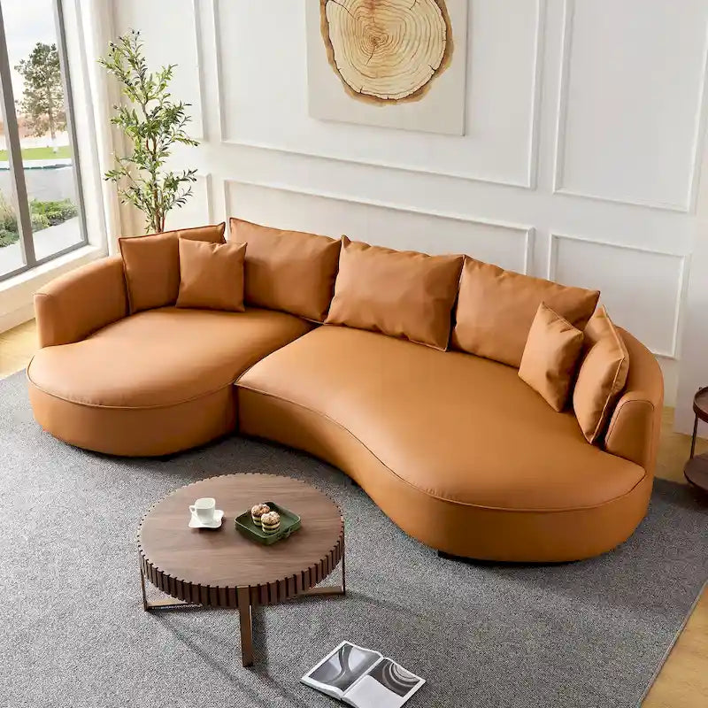 L-förmiges Ledersofa mit Chaiselongue, großes Luxussofa für das Wohnzimmer