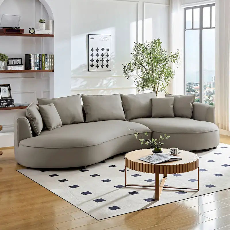 L-förmiges Ledersofa mit Chaiselongue, großes Luxussofa für das Wohnzimmer