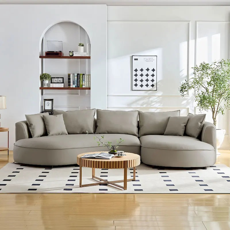 L-förmiges Ledersofa mit Chaiselongue, großes Luxussofa für das Wohnzimmer