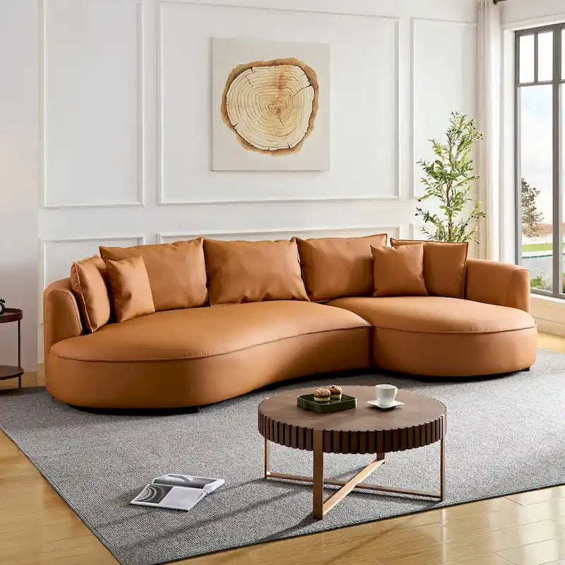 L-förmiges Ledersofa mit Chaiselongue, großes Luxussofa für das Wohnzimmer