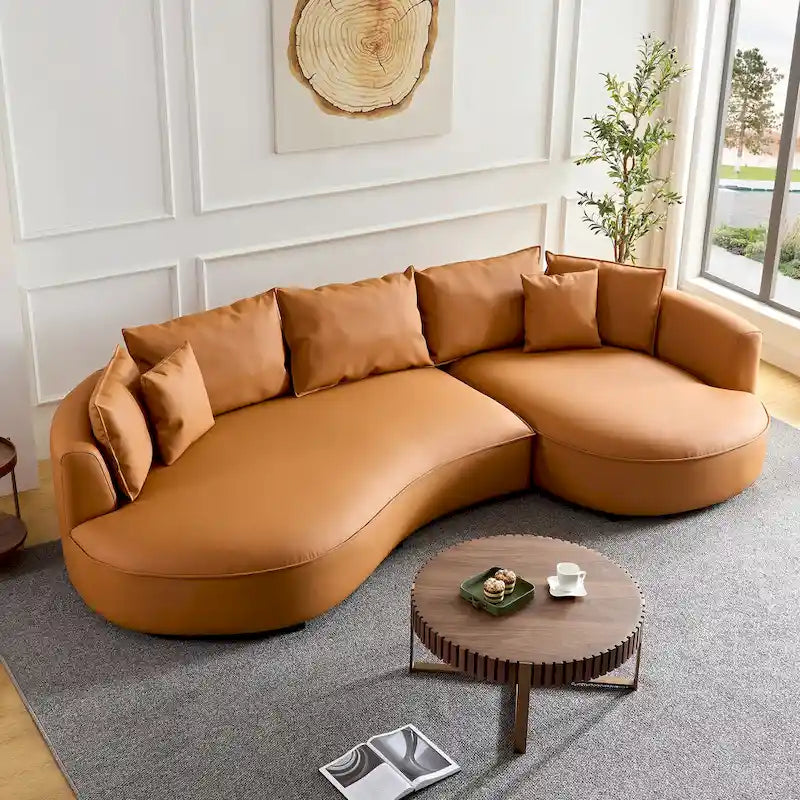 L-förmiges Ledersofa mit Chaiselongue, großes Luxussofa für das Wohnzimmer