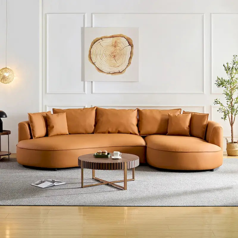 L-förmiges Ledersofa mit Chaiselongue, großes Luxussofa für das Wohnzimmer