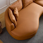 L-förmiges Ledersofa mit Chaiselongue, großes Luxussofa für das Wohnzimmer