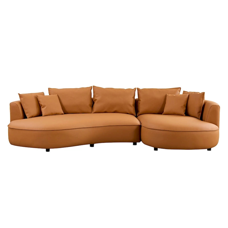 L-förmiges Ledersofa mit Chaiselongue, großes Luxussofa für das Wohnzimmer