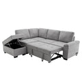 87,4 Zoll schwarzes L-förmiges Schlafsofa mit Stauraum-Ottomane, verstecktem Armlehnfach und USB-Ladeanschluss