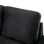 87,4 Zoll schwarzes L-förmiges Schlafsofa mit Stauraum-Ottomane, verstecktem Armlehnfach und USB-Ladeanschluss