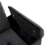 87,4 Zoll schwarzes L-förmiges Schlafsofa mit Stauraum-Ottomane, verstecktem Armlehnfach und USB-Ladeanschluss