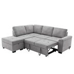 87,4 Zoll schwarzes L-förmiges Schlafsofa mit Stauraum-Ottomane, verstecktem Armlehnfach und USB-Ladeanschluss