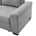87,4 Zoll schwarzes L-förmiges Schlafsofa mit Stauraum-Ottomane, verstecktem Armlehnfach und USB-Ladeanschluss