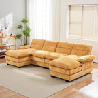 U-förmiges Profilsofa, bestehend aus zwei Einzelsitzen und zwei Chaiselongues, modulares Sofa, Chenille-Sofa