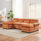 U-förmiges Profilsofa, bestehend aus zwei Einzelsitzen und zwei Chaiselongues, modulares Sofa, Chenille-Sofa