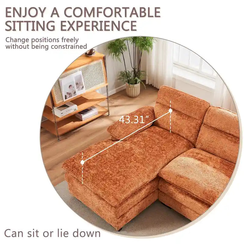 U-förmiges Profilsofa, bestehend aus zwei Einzelsitzen und zwei Chaiselongues, modulares Sofa, Chenille-Sofa