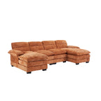 U-förmiges Profilsofa, bestehend aus zwei Einzelsitzen und zwei Chaiselongues, modulares Sofa, Chenille-Sofa