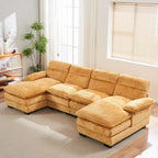 U-förmiges Profilsofa, bestehend aus zwei Einzelsitzen und zwei Chaiselongues, modulares Sofa, Chenille-Sofa