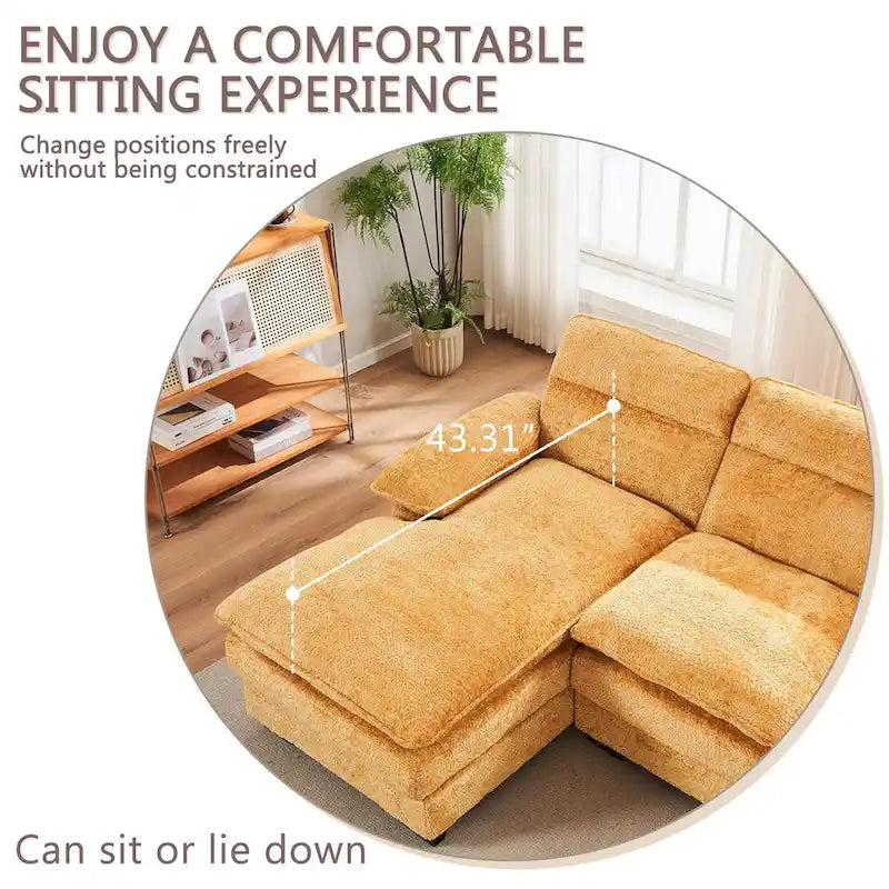 U-förmiges Profilsofa, bestehend aus zwei Einzelsitzen und zwei Chaiselongues, modulares Sofa, Chenille-Sofa