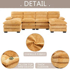 U-förmiges Profilsofa, bestehend aus zwei Einzelsitzen und zwei Chaiselongues, modulares Sofa, Chenille-Sofa