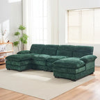 U-förmiges Profilsofa, bestehend aus zwei Einzelsitzen und zwei Chaiselongues, modulares Sofa, Chenille-Sofa