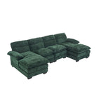 U-förmiges Profilsofa, bestehend aus zwei Einzelsitzen und zwei Chaiselongues, modulares Sofa, Chenille-Sofa