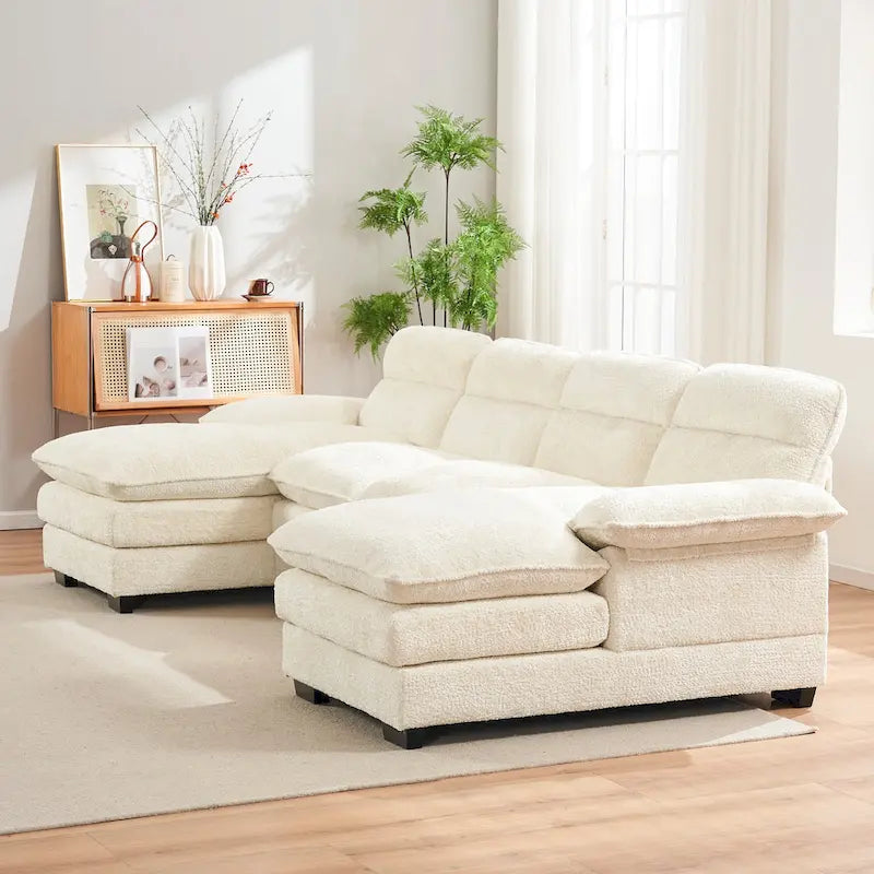 U-förmiges Profilsofa, bestehend aus zwei Einzelsitzen und zwei Chaiselongues, modulares Sofa, Chenille-Sofa