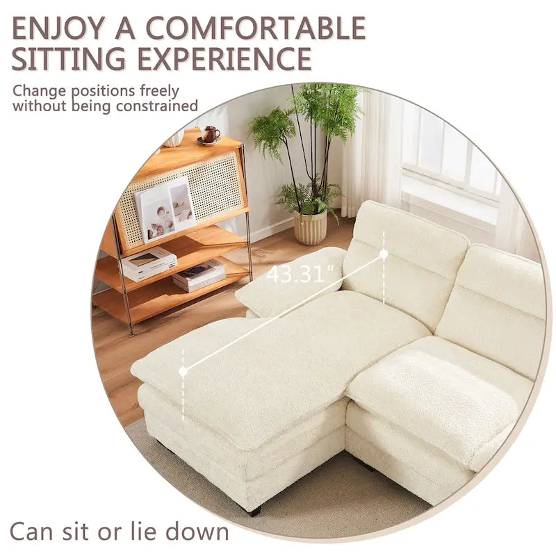 U-förmiges Profilsofa, bestehend aus zwei Einzelsitzen und zwei Chaiselongues, modulares Sofa, Chenille-Sofa