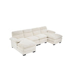 U-förmiges Profilsofa, bestehend aus zwei Einzelsitzen und zwei Chaiselongues, modulares Sofa, Chenille-Sofa