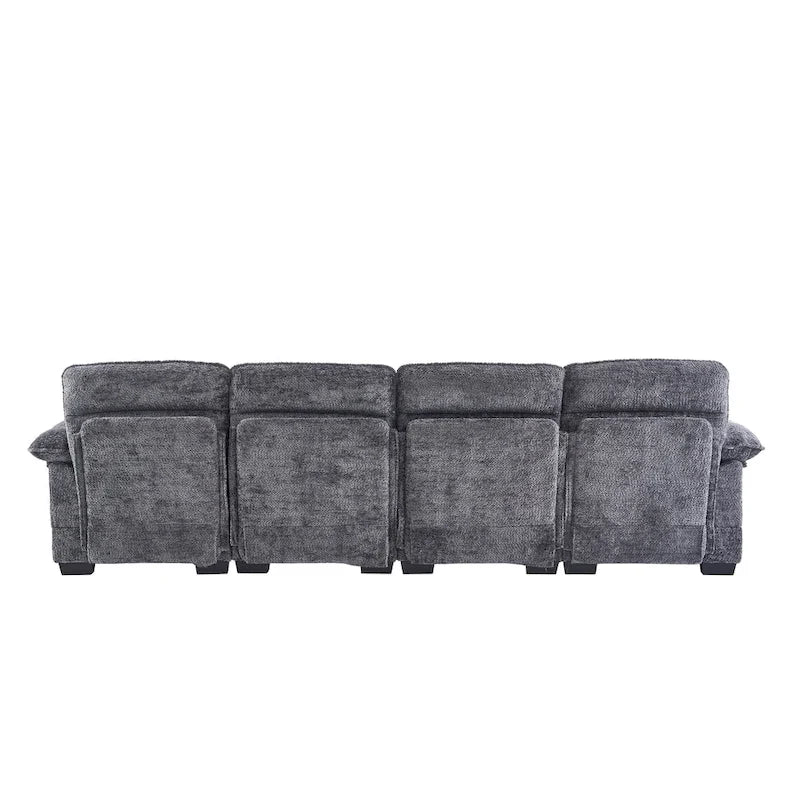 U-förmiges Profilsofa, bestehend aus zwei Einzelsitzen und zwei Chaiselongues, modulares Sofa, Chenille-Sofa