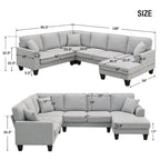 89*89 Übergroßes modernes Samt-Ecksofa, großes L-förmiges gepolstertes Indoor-Möbel mit Doppelkissen