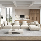 181Übergroßes Cord-Sofa mit Ottomane, L-förmiges, umbaubares Sofa mit tiefer Sitzfläche für modernes Wohnzimmer