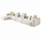 181Übergroßes Cord-Sofa mit Ottomane, L-förmiges, umbaubares Sofa mit tiefer Sitzfläche für modernes Wohnzimmer