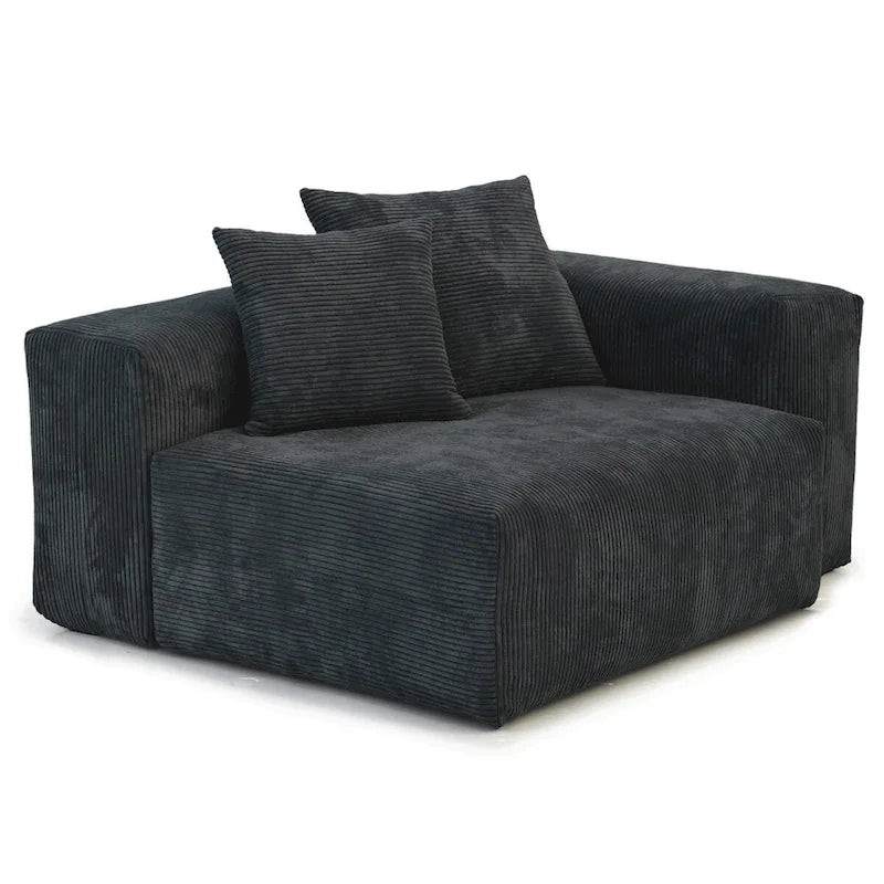 181Übergroßes Cord-Sofa mit Ottomane, L-förmiges, umbaubares Sofa mit tiefer Sitzfläche für modernes Wohnzimmer