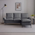 Schnittsofa aus Leder mit L-förmiger Chaiselongue, umkehrbar