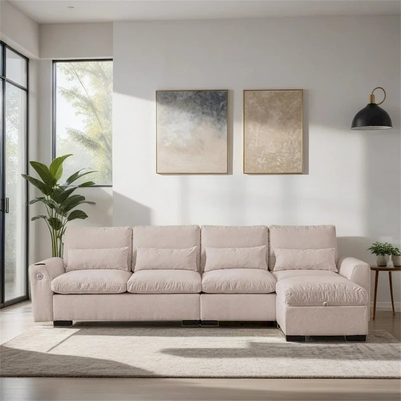 Schnittsofa aus Leder mit L-förmiger Chaiselongue, umkehrbar